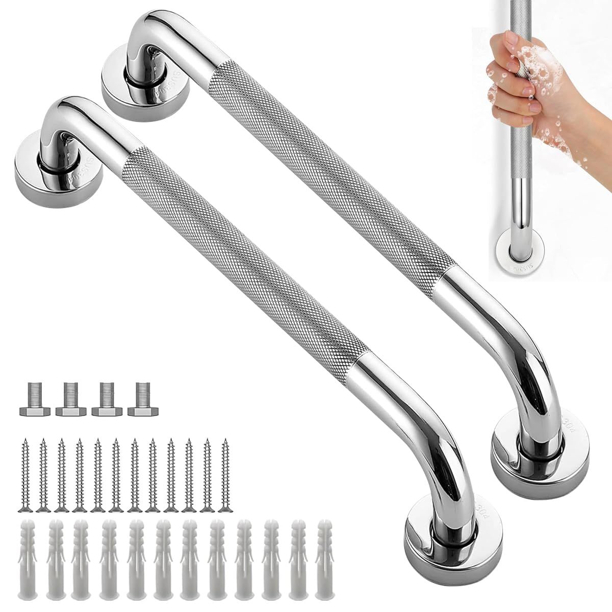 GENERICO - 2pcs Barra De Agarre Antideslizante Para Baño Ducha Acero Inoxidable Para Mayores Niños