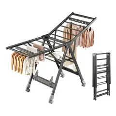 EVERSO - Tendedero Colgador De Ropa Plegable Ajustable Con Ruedas 180