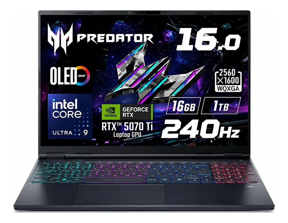 Notebook Gamer Predator Helios Neo AI 16S 16" OLED 240Hz Intel Core Ultra 9 RTX 5070 Ti 16GB 1TB SSD