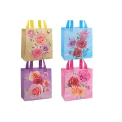 GENERICO - Bolsa reutilizable rosas 11x22x23cm diseño aleatorio