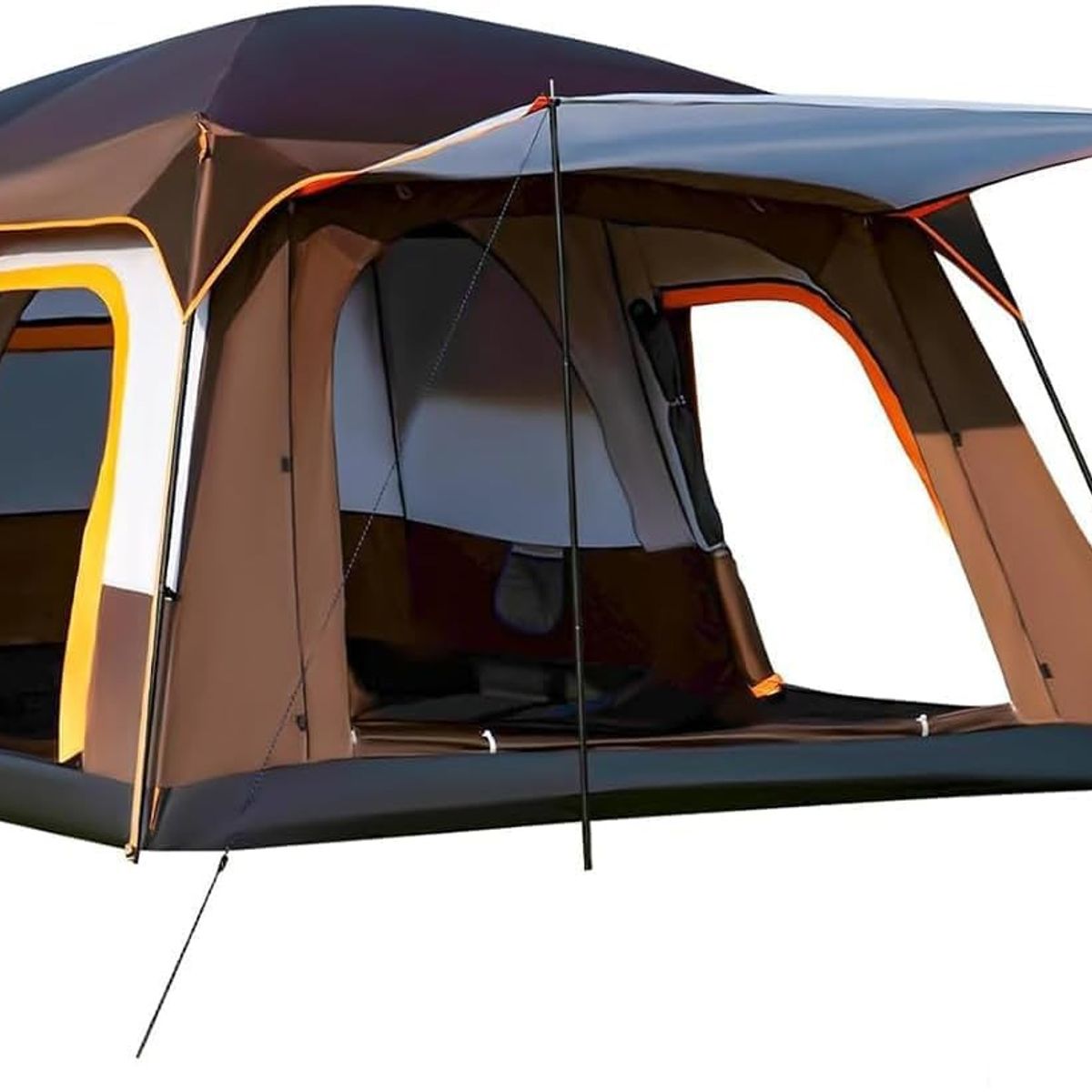 KUANGYE - Carpa Camping Tienda Familiar 4-6 Marrón Personas Impermeable