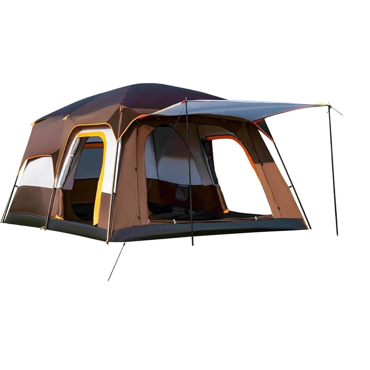 KUANGYE - Carpa Camping Tienda Familiar 4-6 Marrón Personas Impermeable