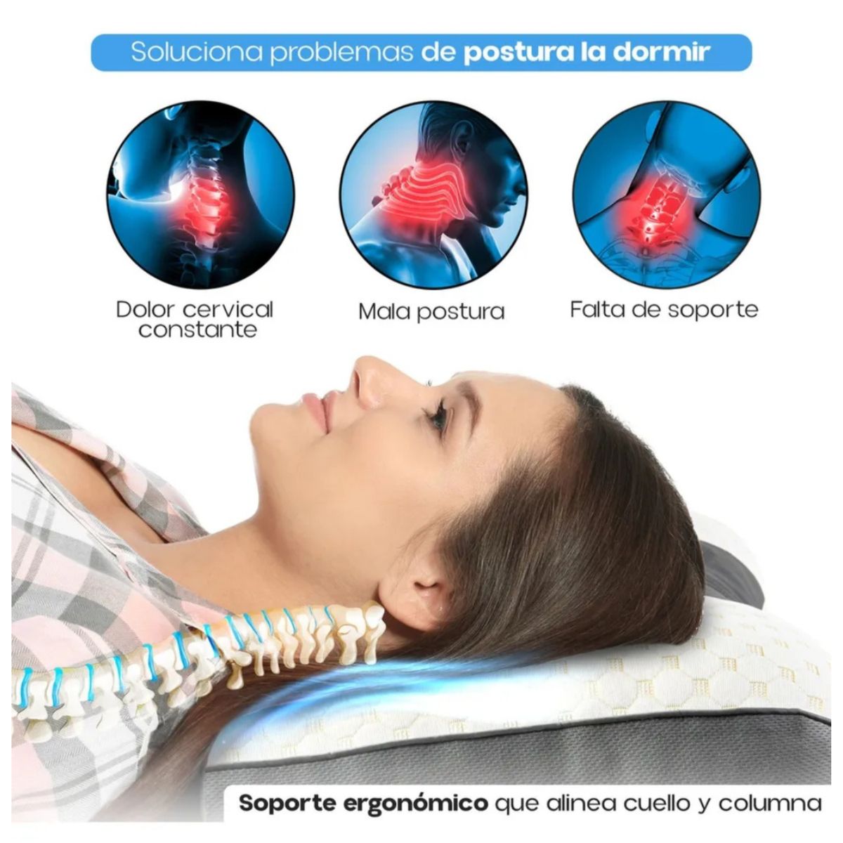 MOVI - PACK ALMOHADAS ERGONOMICAS MEJORA LA POSTURA CERVICAL