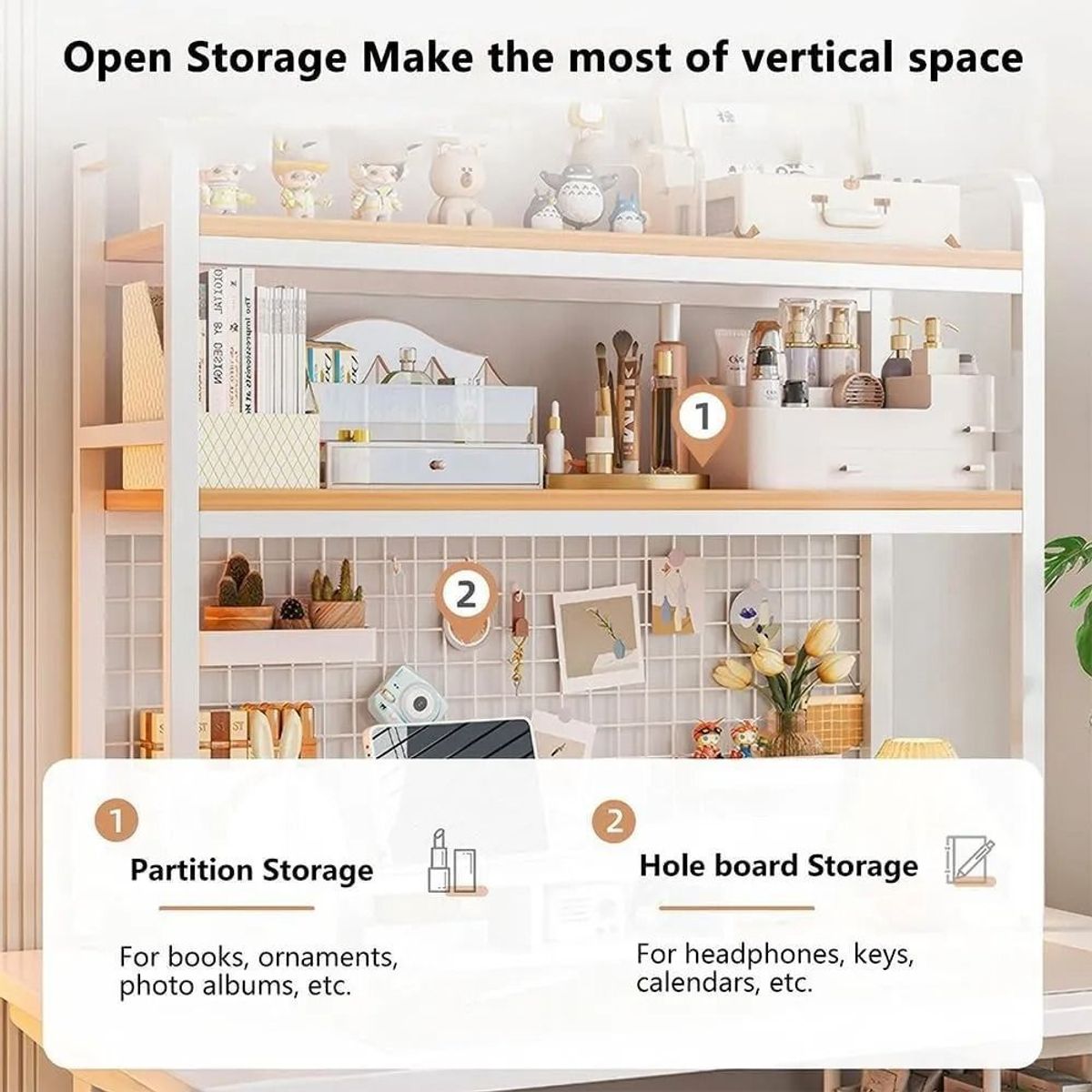 EVERSO - Organizador De Escritorio Multifuncional Con Repisa Metal