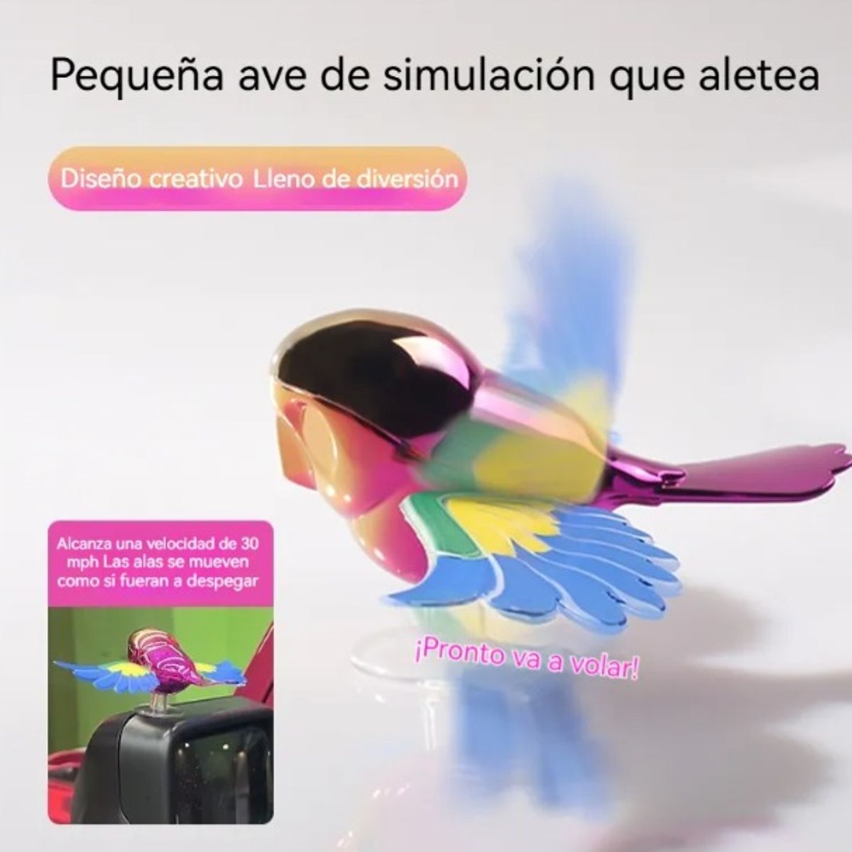 GENERICO - Decoración Para Retrovisores De Auto Pajarito Volador Simulador FUCSIA