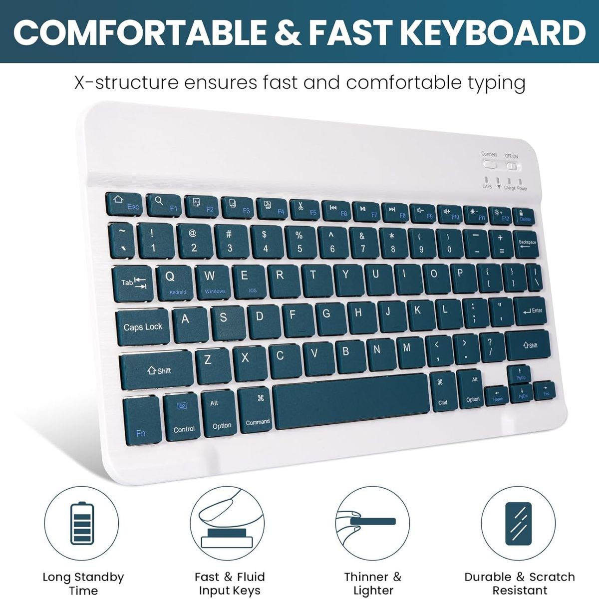 PUREPOWER - Funda con Teclado Español (Incluye Ñ) para Lenovo Idea Tab Pro de 12.7 pulgadas