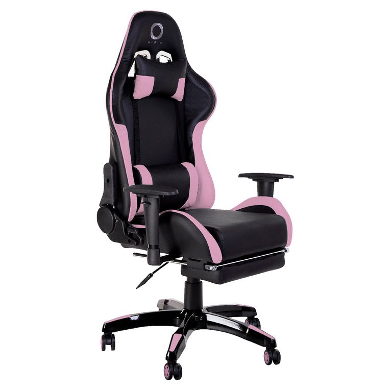 Silla Gamer Destroyer Reclinable 180 Apoyapies Cuero PU Rosa