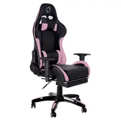 NIBIO - Silla Gamer Destroyer Reclinable 180° Apoyapies Cuero PU Rosa