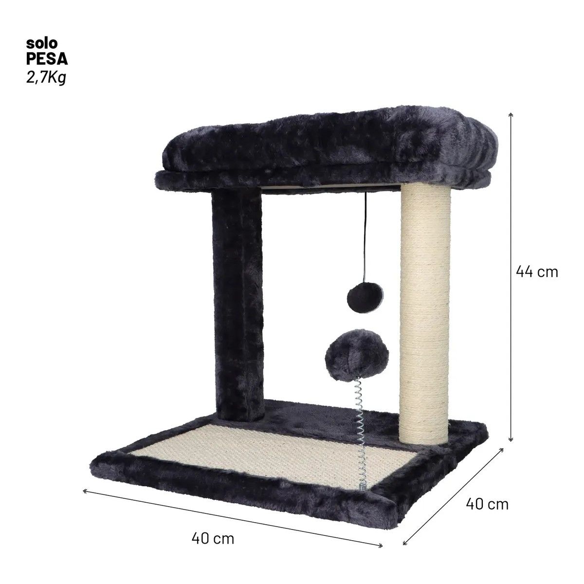 GENERICO - Rascador De Gatos Con Juguete Y Cama 44x40x40 BELUG