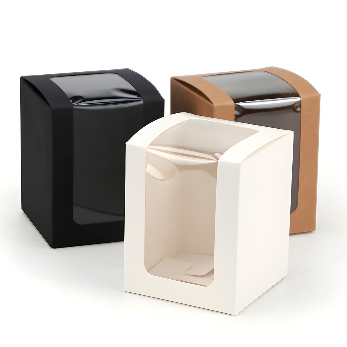 GENERICO - Cajas Kraft Blancas Dulces Tortas Regalo Visor 8x8x10 Cm 40u