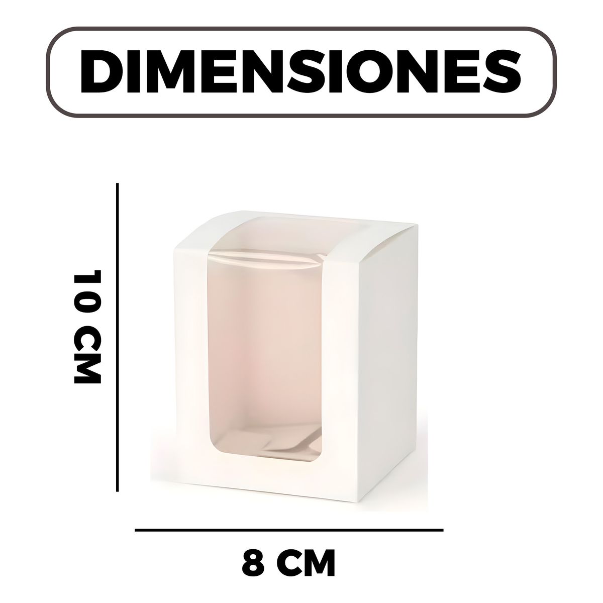 GENERICO - Cajas Kraft Blancas Dulces Tortas Regalo Visor 8x8x10 Cm 40u