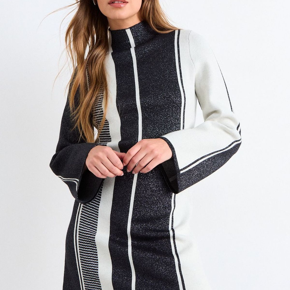 IO - Vestido Tejido Mujer Blanco/Negro Io