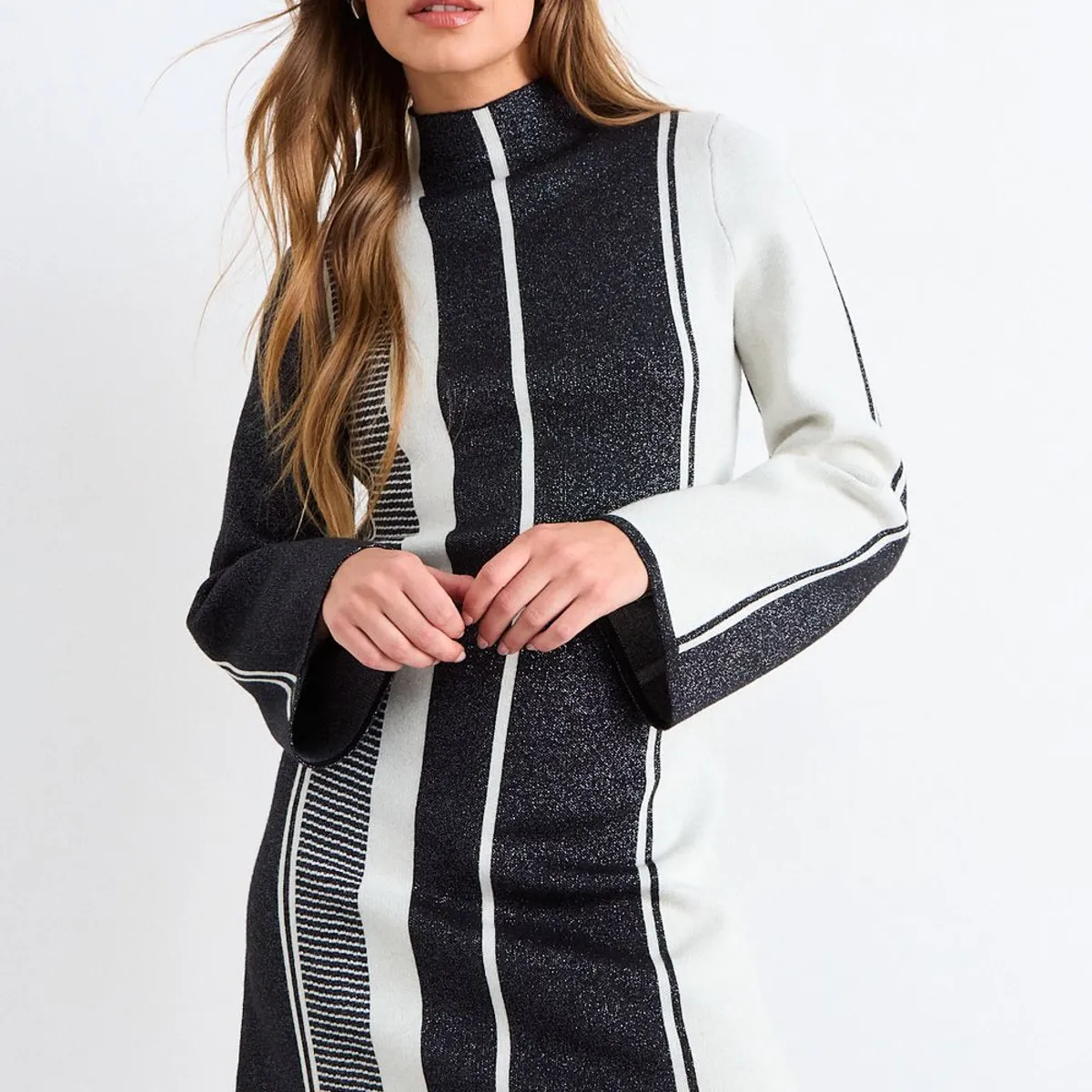 IO - Vestido Tejido Mujer Blanco/Negro Io