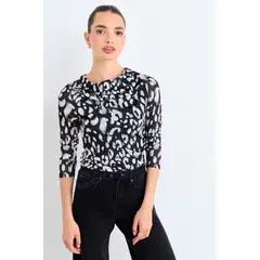 IO - Polera Estampada Mujer Negra