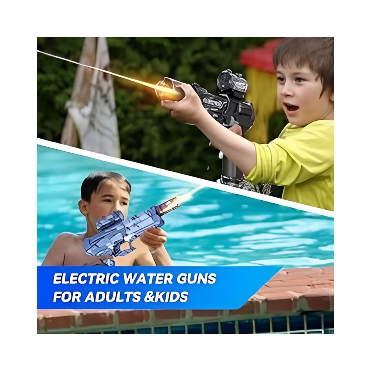 MOVI - Pistola de Agua Eléctrica con Luz LED 300 ml Azul y Negro