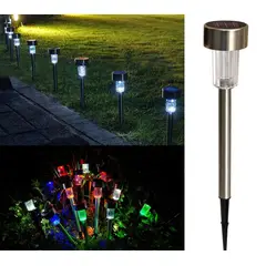 GENERICO - Set 10 Focos Faroles Leds Solares, con Estaca para Jardín Luz RGB