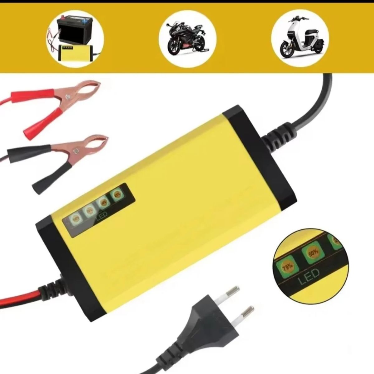 GENERICO - CARGADOR  BATERIA  AUTO MOTOCICLETA  SCOOTER 12V  2A  220V