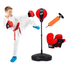 IRM - Set Boxeo Infantil Pera Loca Guantes Inflador Soporte Ajustable Sacos Bolsa Deporte Niños R&L Group