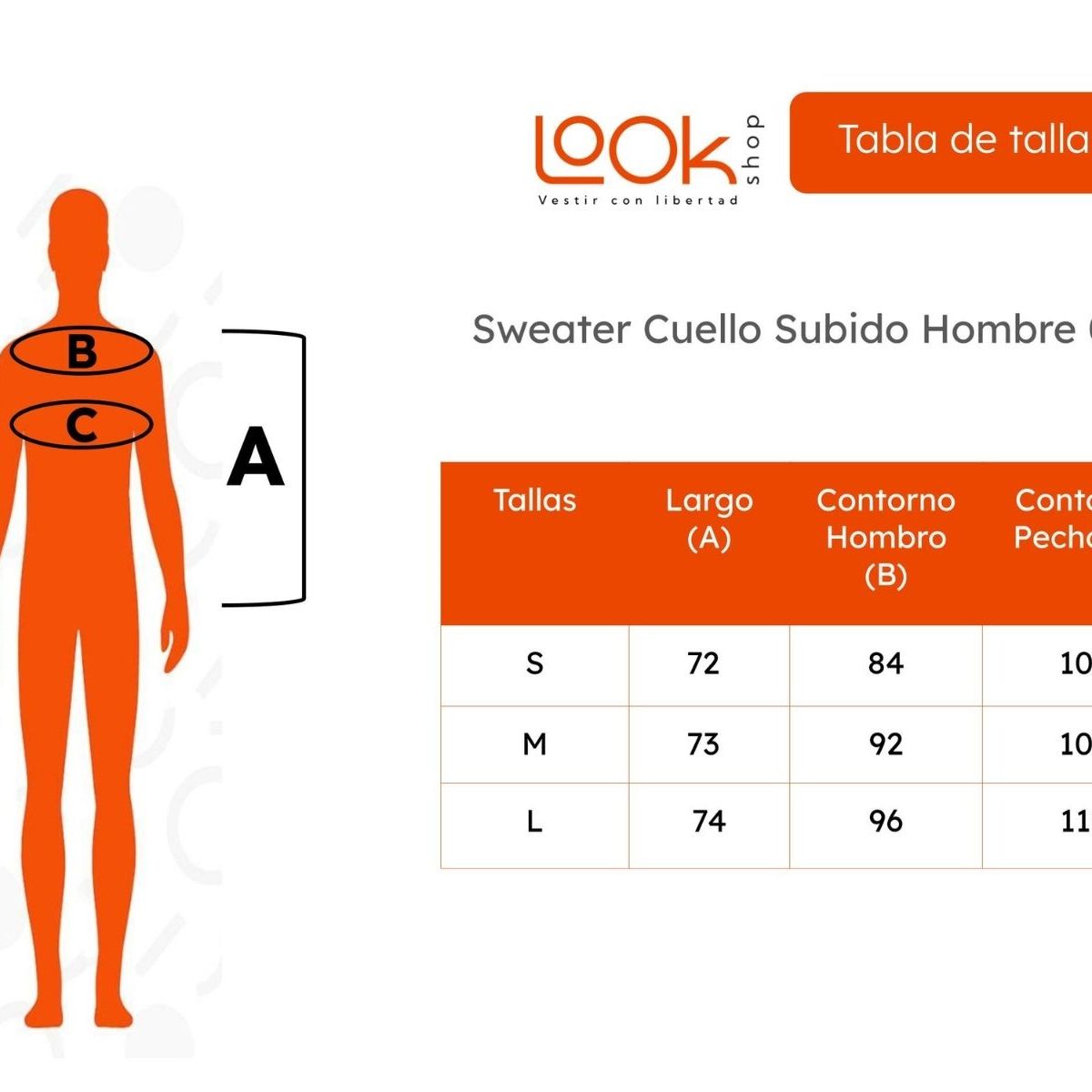 LOOK SHOP - Sweater Tejido Hombre Cuello Subido Beatle. 096