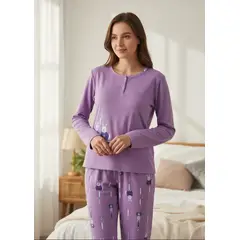 AGW - Pijama Mujer Largo Franela Diseños Variados