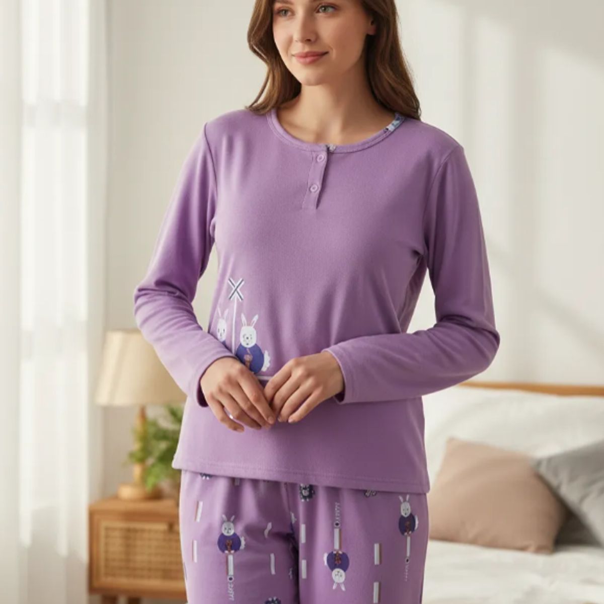 AGW - Pijama Mujer Largo Franela Diseños Variados