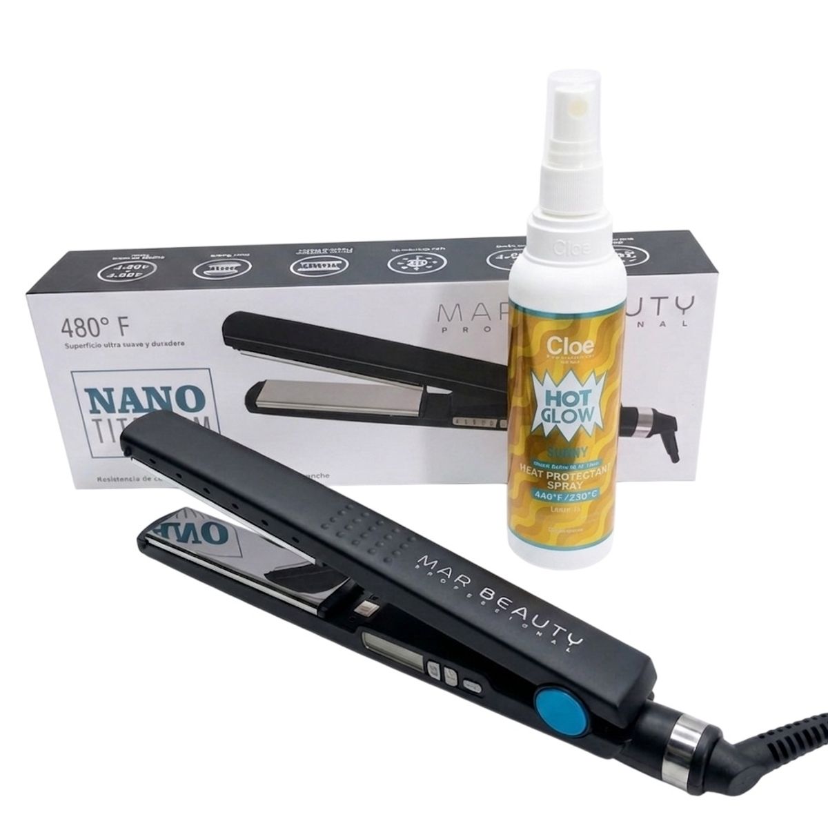 MAR BEAUTY - Pack Plancha Mar Beauty + Termoprotector Cloe Hot glow Sunny