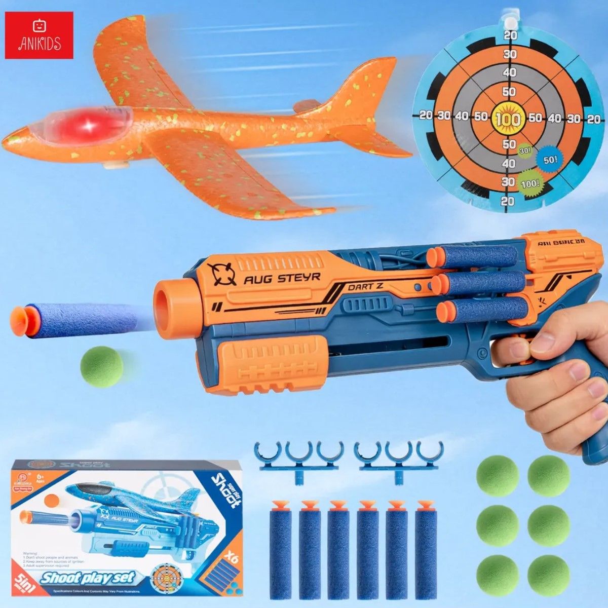 GENERICO - Set Pistola Juguete Niños Lanza Avión Planeador Con Blanco BELUG