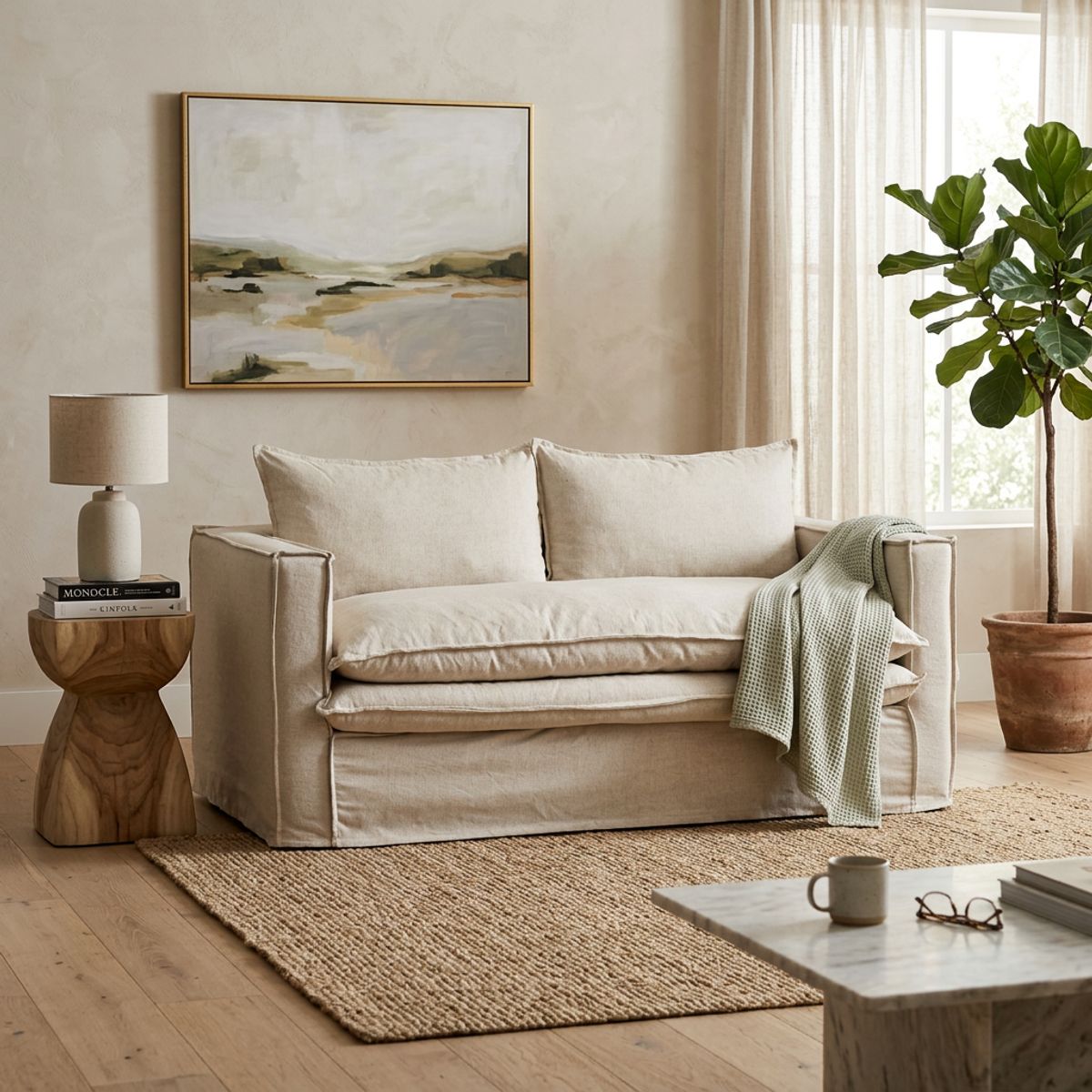 GENERICO - SOFA ORION 3 CUERPOS FUNDA DE LINO 190 CM