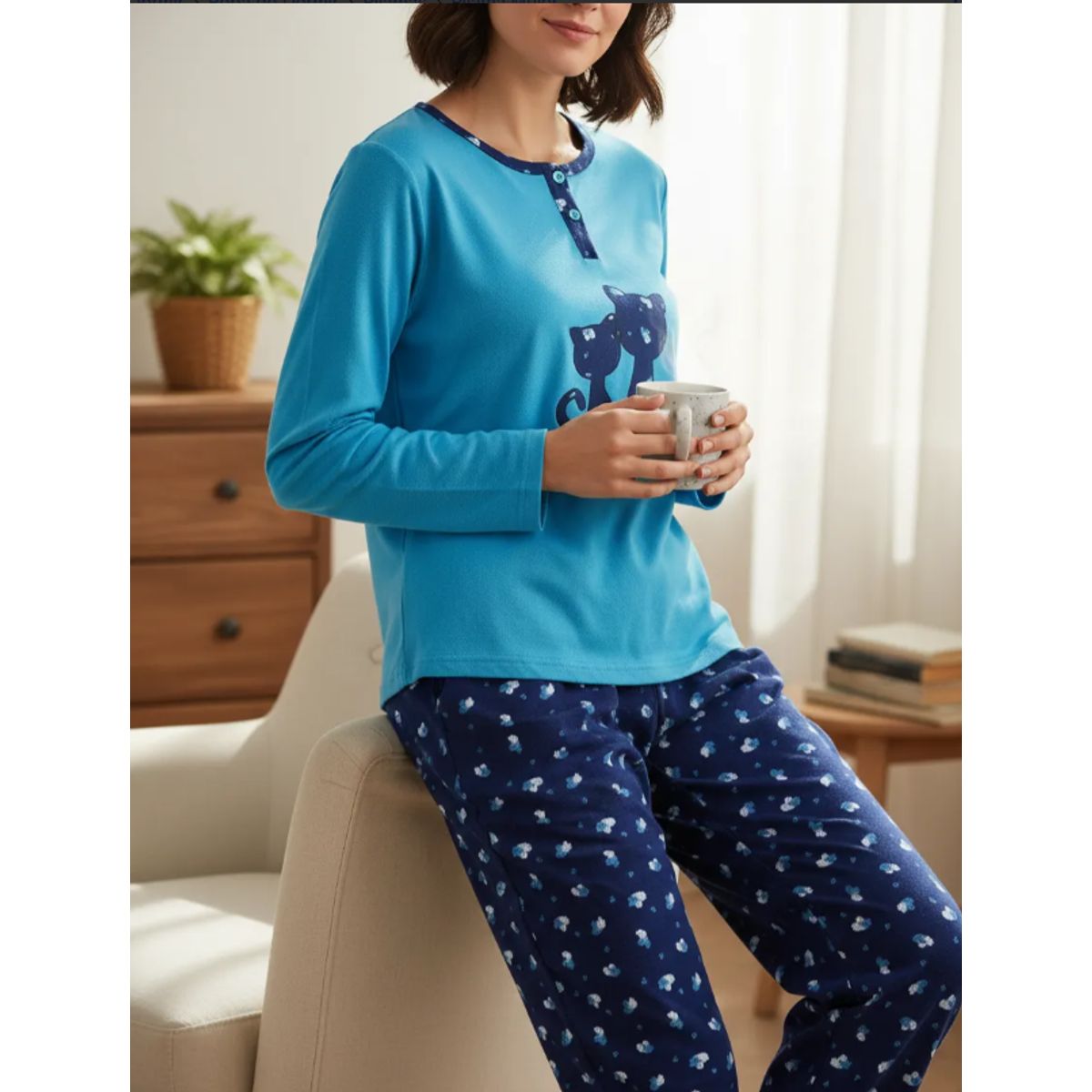 AGW - Pack 2 Pijamas Mujer Largo Franela Diseños Variados