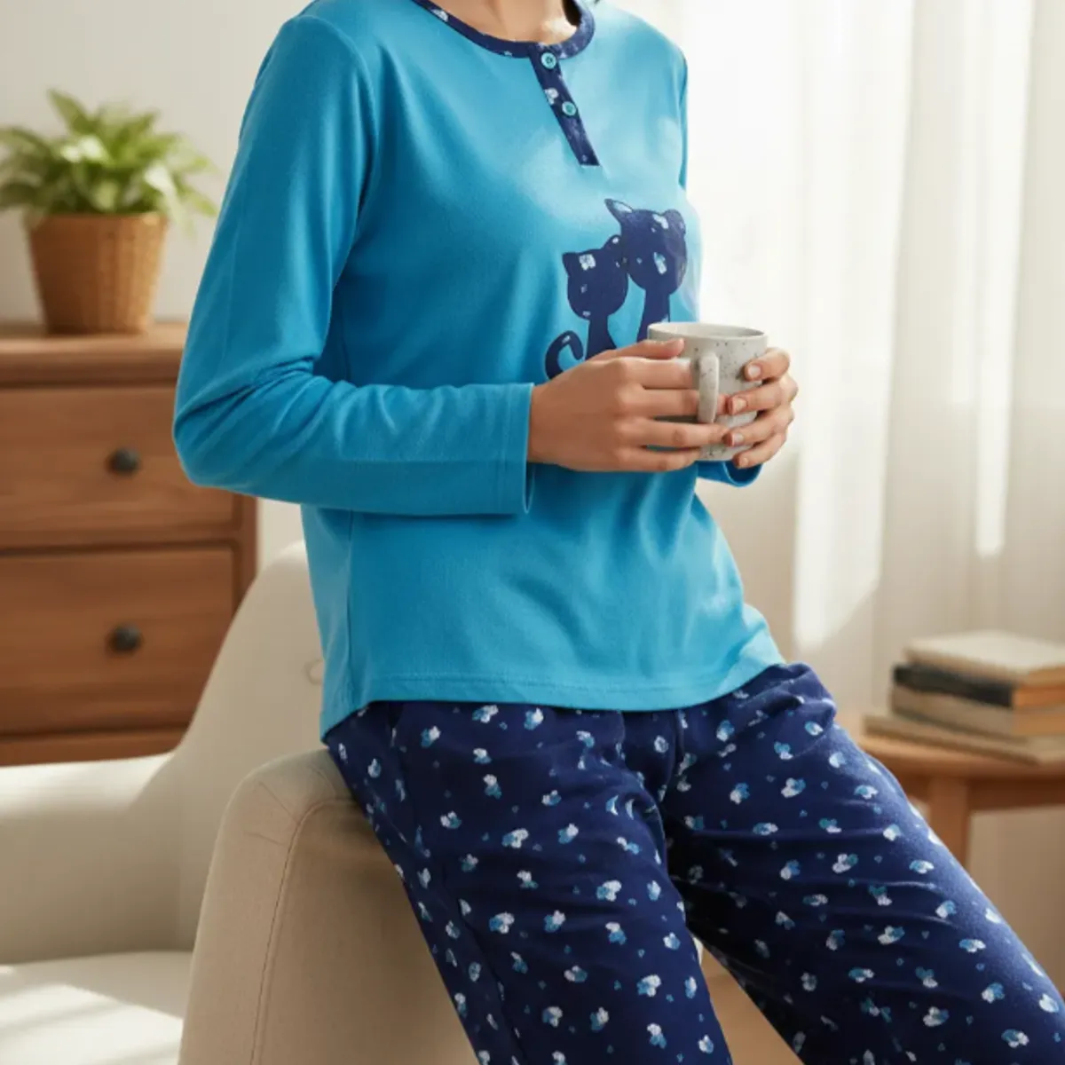 AGW - Pack 2 Pijamas Mujer Largo Franela Diseños Variados