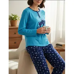 AGW - Pack 2 Pijamas Mujer Largo Franela Diseños Variados