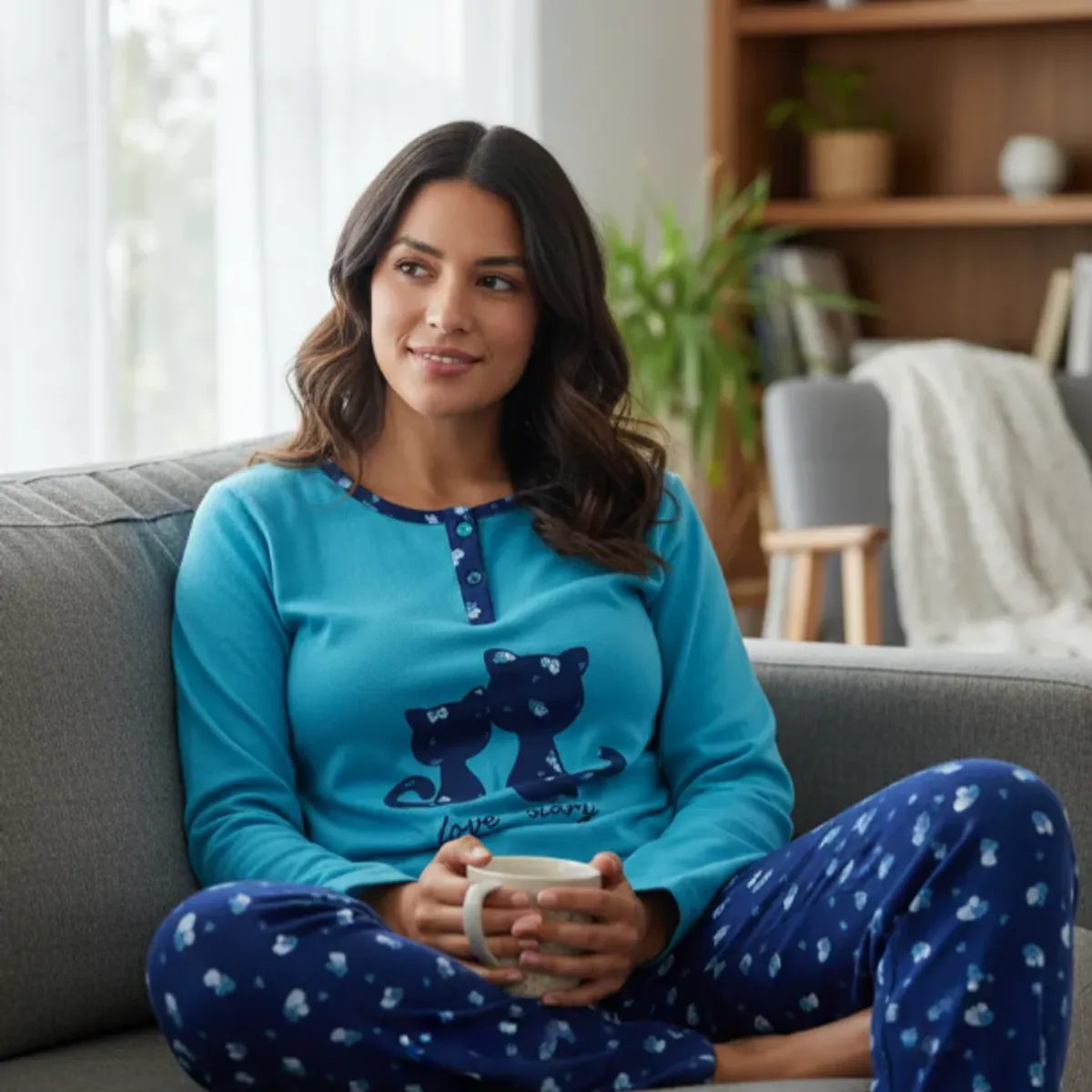 AGW - Pack 2 Pijamas Mujer Largo Franela Diseños Variados