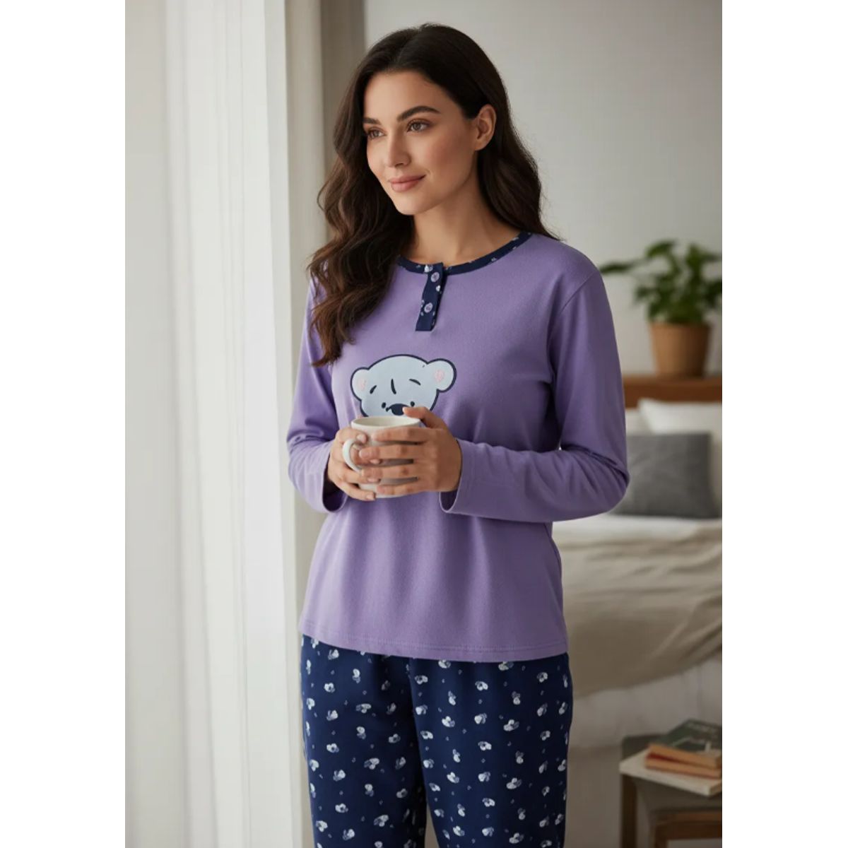 AGW - Pack 2 Pijamas Mujer Largo Franela Diseños Variados
