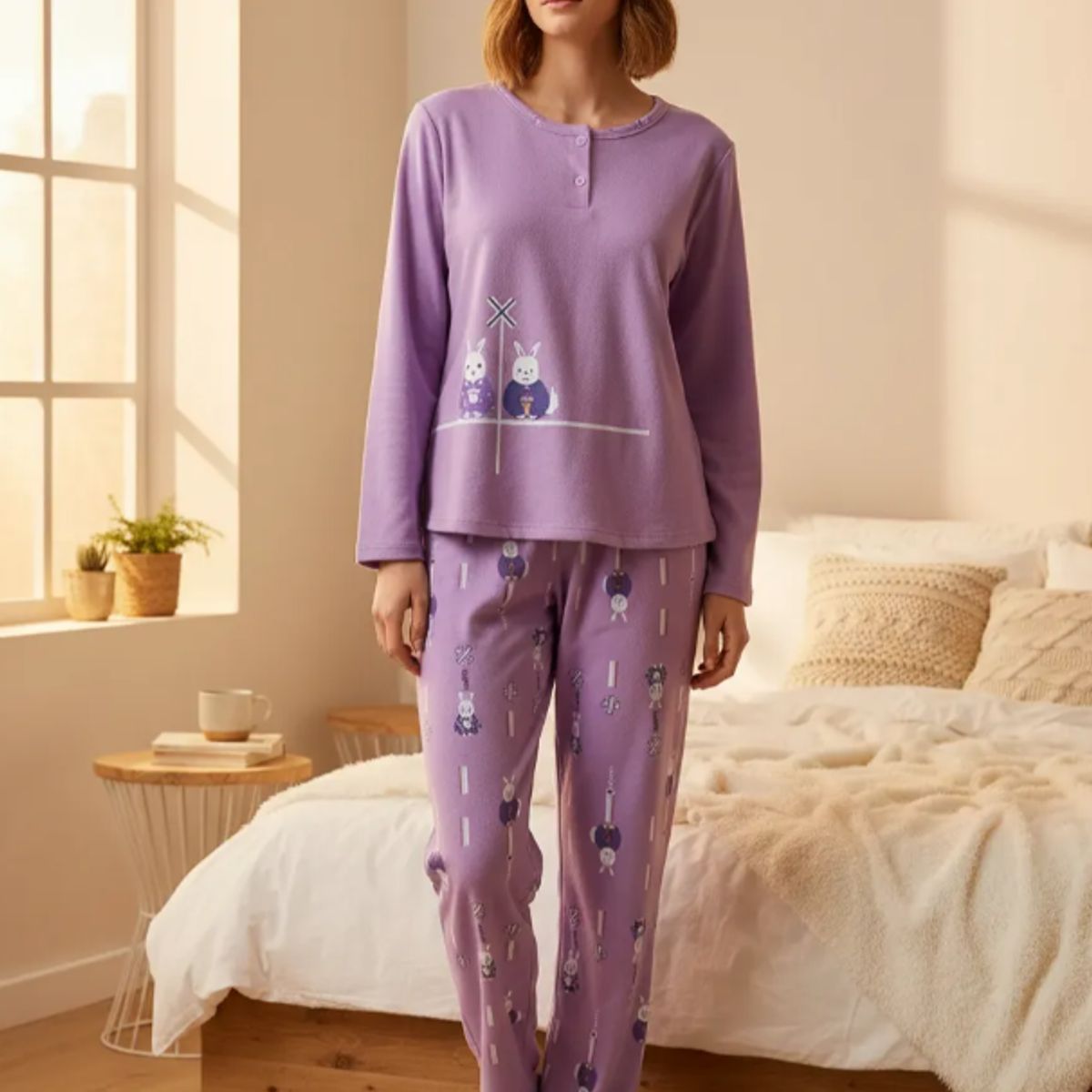 AGW - Pack 2 Pijamas Mujer Largo Franela Diseños Variados