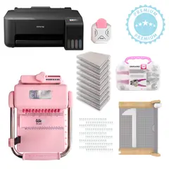 AMERICAN CRAFTS - Encuadernadora cinch pink redonda + 10 planners + guillotina + IMPRESORA K313