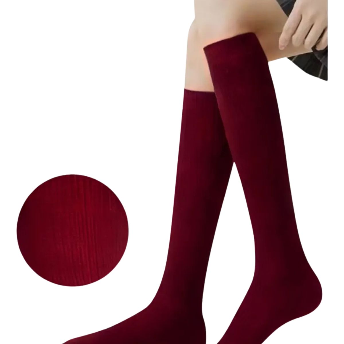 LOOK SHOP - Pack 3 Pares Calceta Escolar. Calceta Larga Colores. Burdeo 174