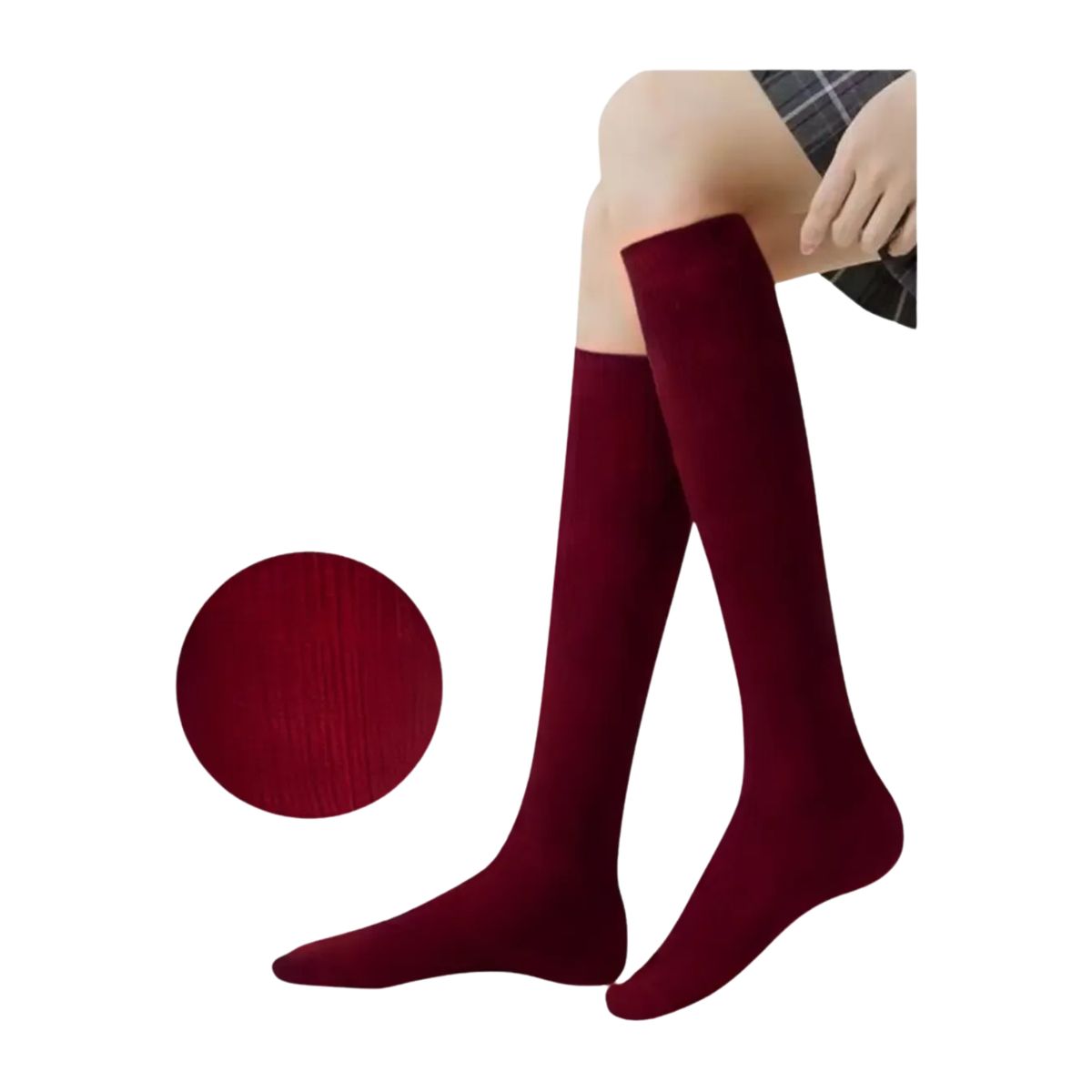 LOOK SHOP - Pack 3 Pares Calceta Escolar. Calceta Larga Colores. Burdeo 174