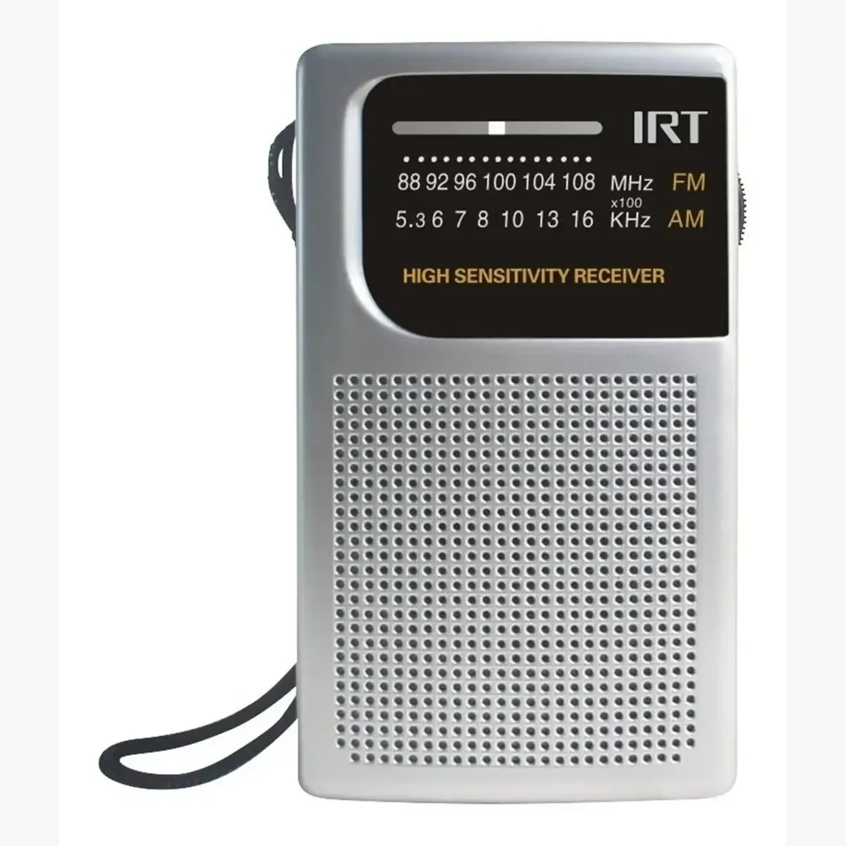 IRT - Radio A Pilas Portatil De Bolsillo Amfm Irt Plateada Color Plateado
