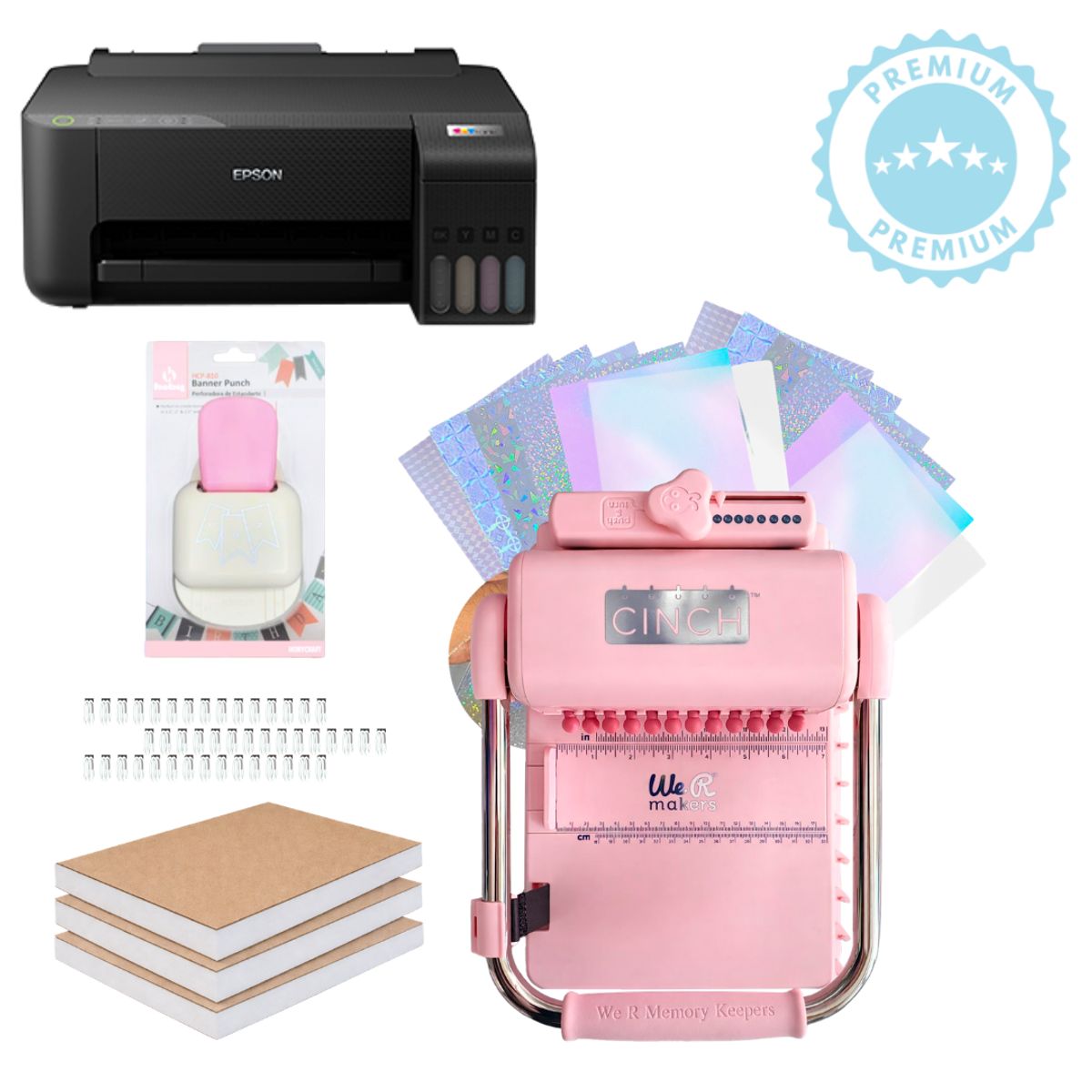 AMERICAN CRAFTS - Encuadernadora cinch pink redonda INICIO + IMPRESORA K315