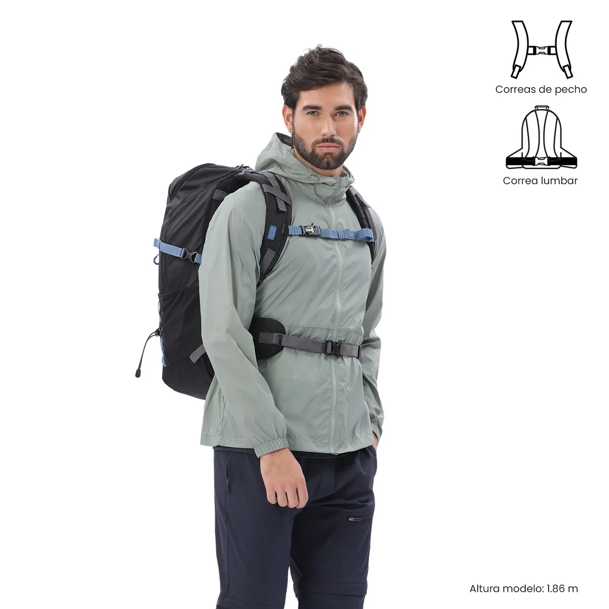 TOTTO - Mochila Outdoor Summit 35 Negro con Sistema de Pedernal