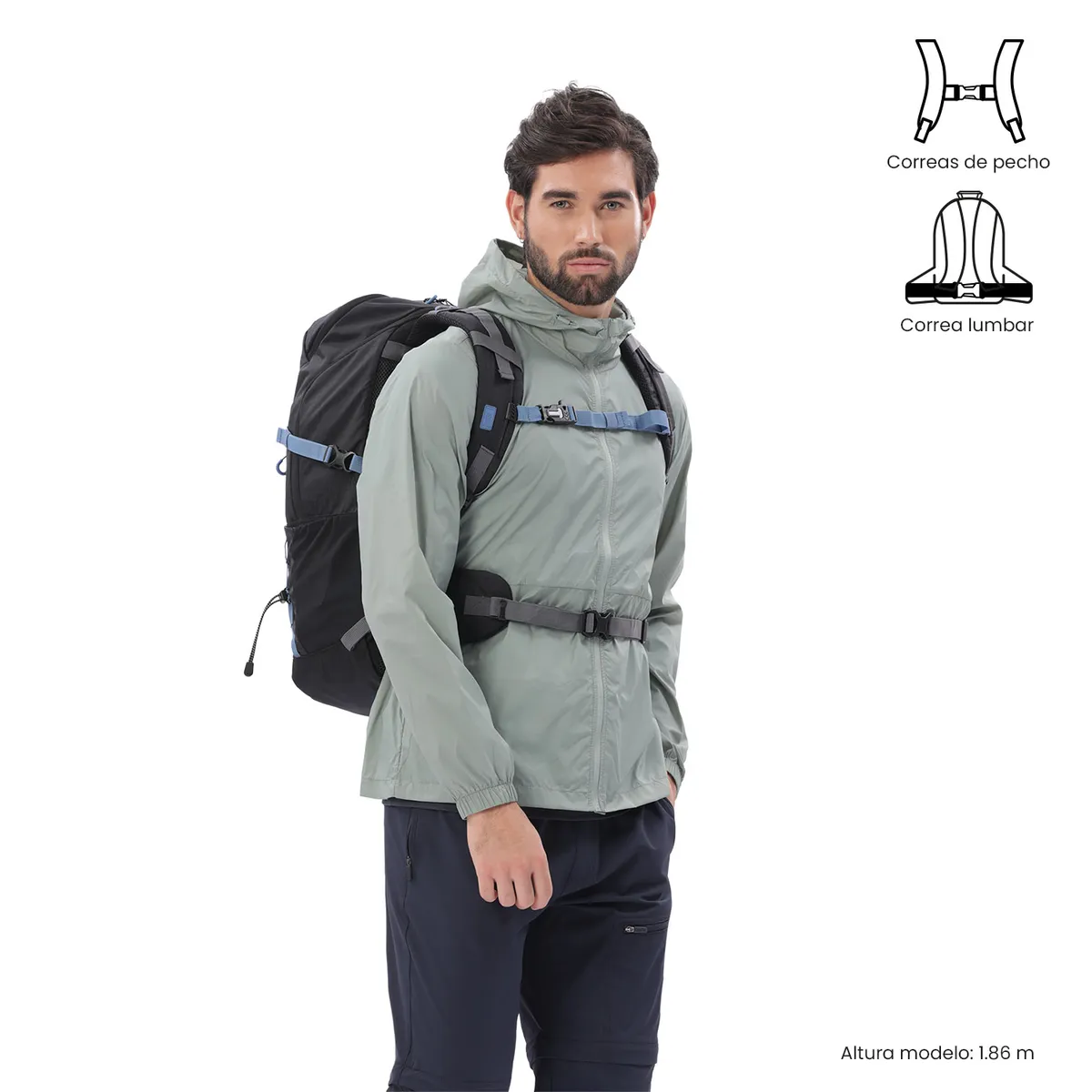 TOTTO - Mochila Outdoor Summit 35 Negro con Sistema de Pedernal