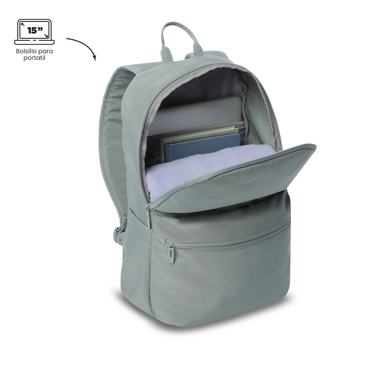 TOTTO - Mochila Universitario Dragonar Porta PC 15 Verde Mujer
