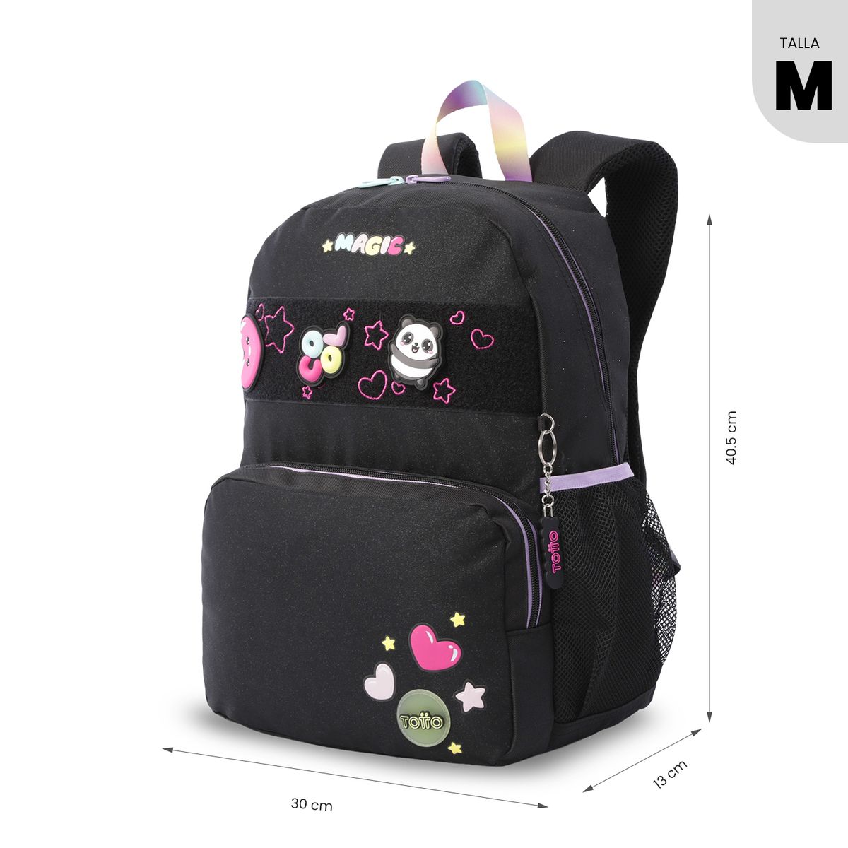 TOTTO - Mochila para Niña Loring Black Mediano color Negro