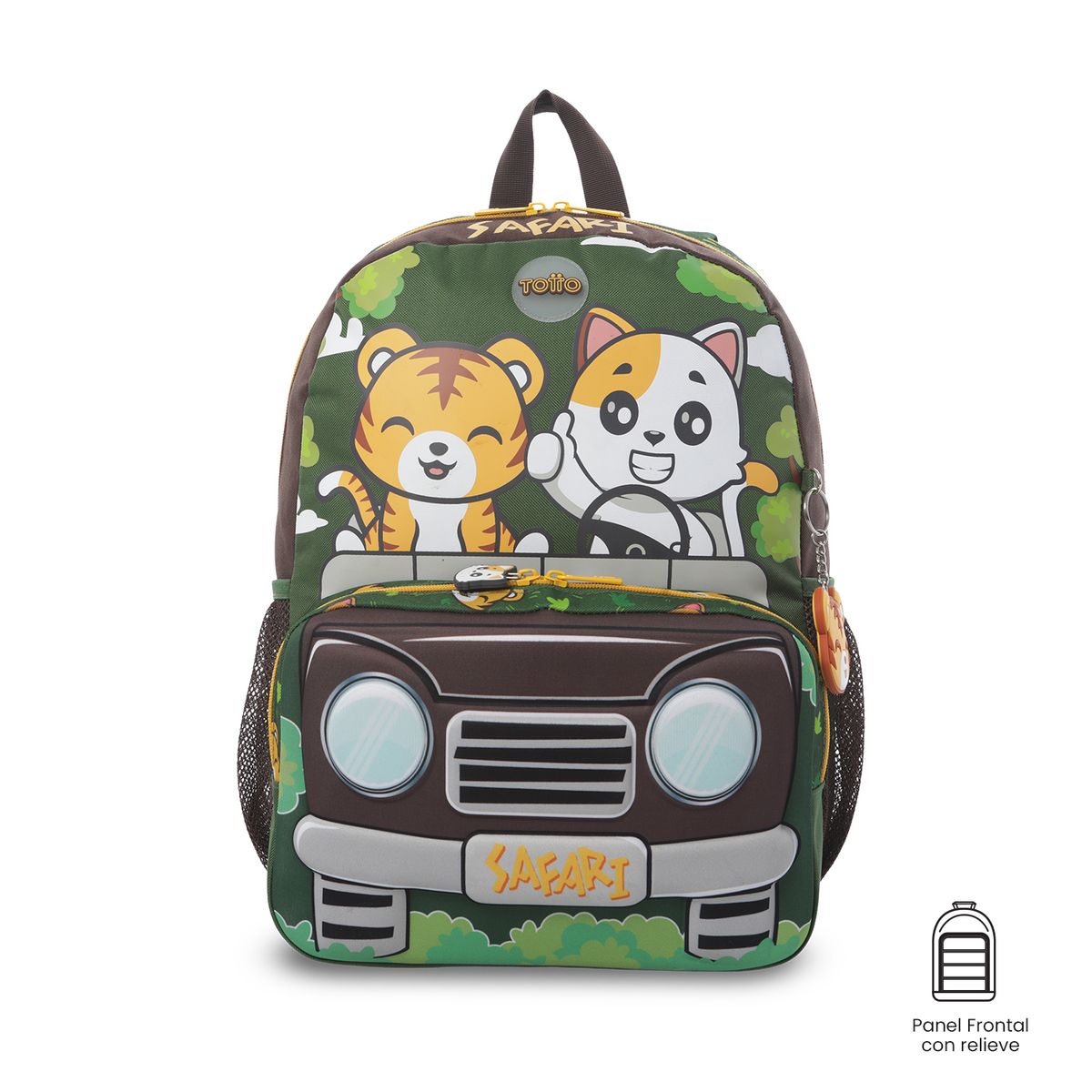 TOTTO - Combo Escolar X2 Mochila + Libro para Colorear Safari Verde