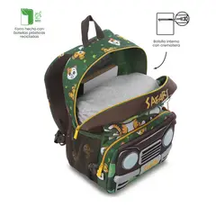 TOTTO - Combo Escolar X2 Mochila + Libro para Colorear Safari Verde