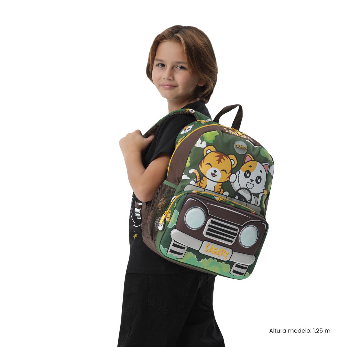 TOTTO - Combo Escolar X2 Mochila + Libro para Colorear Safari Verde