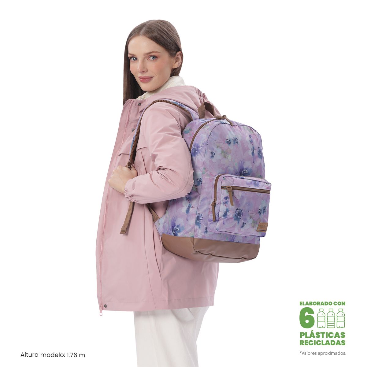 TOTTO - Mochila Universitario Tocax Porta PC 14 Rosado Mujer