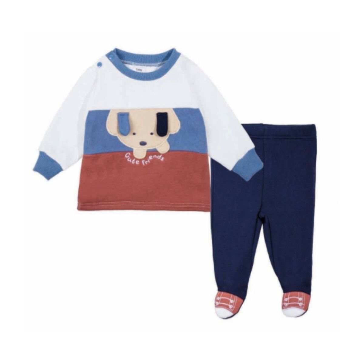 TEDMIMAK - Conjunto Buzo Bebe en Algodón Franela Bicolor Animalito