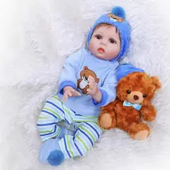 GENERICO - Muñeca reborn realista de silicona 55 cm con accesorios ( peluche, chupete, ropa ... )