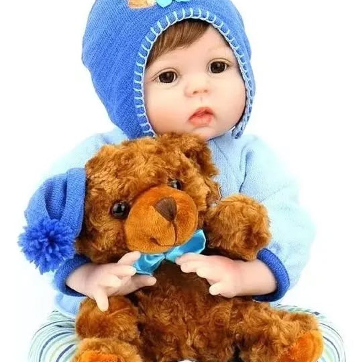 GENERICO - Muñeca reborn realista de silicona 55 cm  con accesorios ( peluche, chupete, ropa ... )